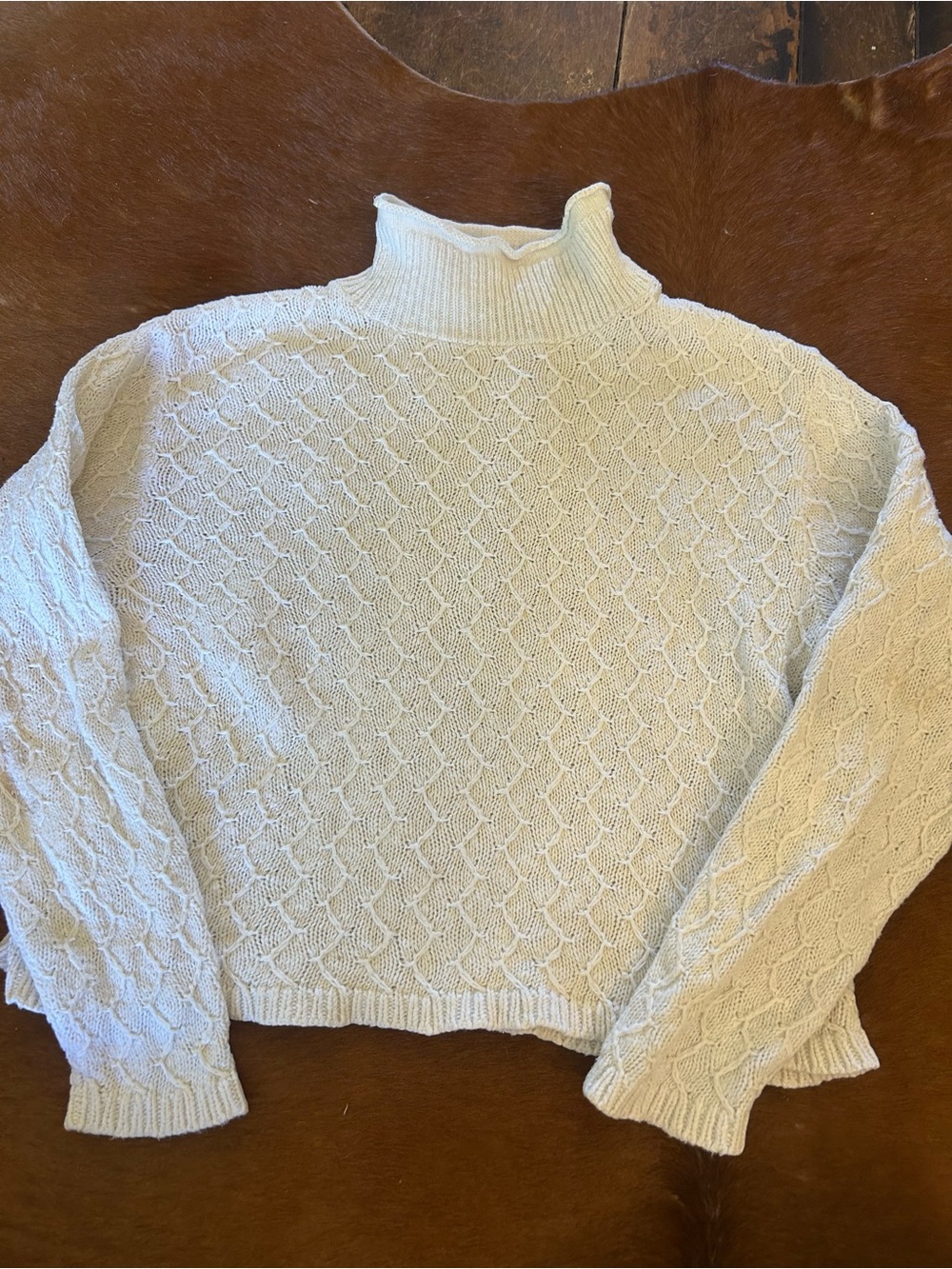 Vintage LL Bean Ladies SZ S White 100% Cotton Rolled Neck Summer Coastal Sweater
